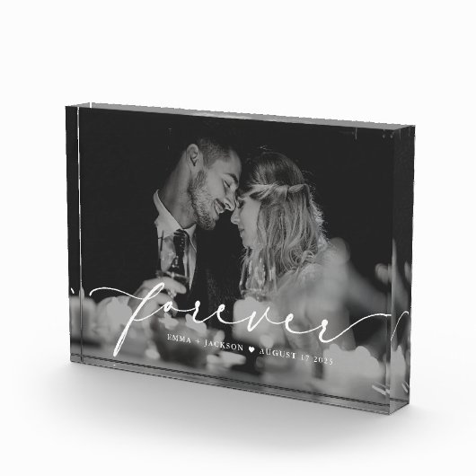 Modern Elegant Forever gepersonaliseerde bruiloft  Fotoblokken (Rechts)