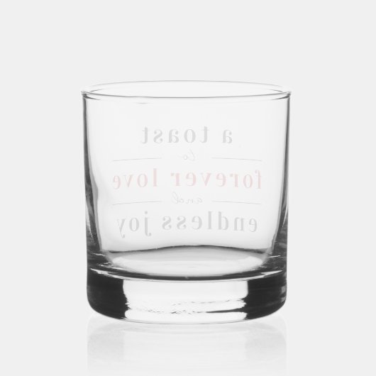 Modern Elegant Forever Love Zwart en Rood Bruiloft Whisky Glas (Achterkant)