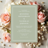 Modern Elegant Formal Sage Green Wedding Kaart