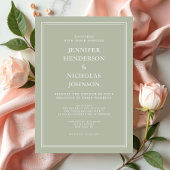Modern Elegant Formal Sage Green Wedding Kaart