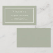 Modern Elegant Formal Sage Green Wedding Registry Informatiekaartje (Voorkant / Achterkant)