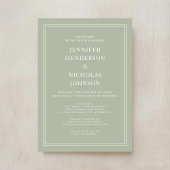 Modern elegant formeel Sage Green Virtual Wedding Kaart