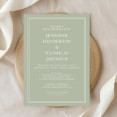 Modern elegant formeel Sage Green Virtual Wedding Kaart