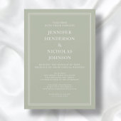 Modern elegant formeel Sage Green Virtual Wedding Kaart