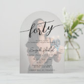 Modern Elegant Forty 40th Birthday Party Photo Kaart (Staand voorkant)