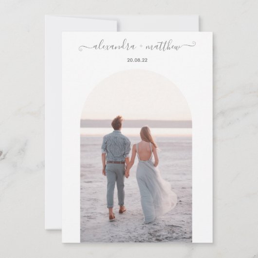 Modern Elegant Foto Joshua Tree Boho Wedding Kaart (Achterkant)