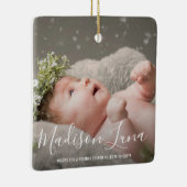 Modern Elegant-fotobaby's eerste kerstdag Keramisch Ornament (Rechts)