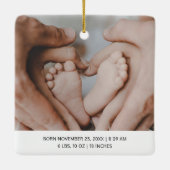 Modern Elegant-fotobaby's eerste kerstdag Keramisch Ornament (Achterkant)