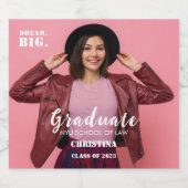 Modern Elegant Fotoscript Afstuderen Sparkling Wijnetiket (Enkel label)