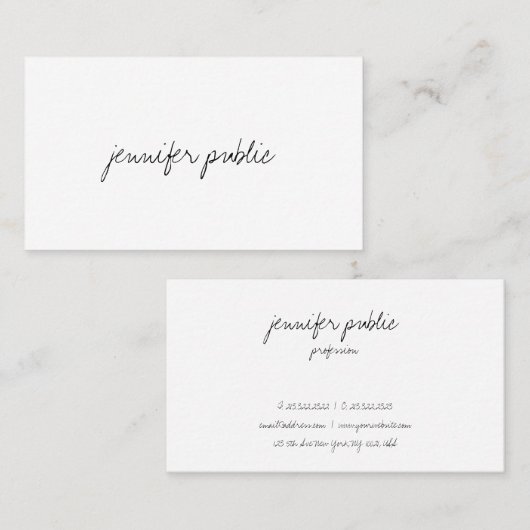 Modern Elegant FreeHand Script Professional Eenvou Visitekaartje (Voorkant / Achterkant)