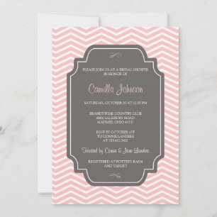 Modern Elegant French Pink Chevron Vrijgezellenfee Kaart