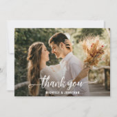 Modern Elegant Full Photo Script Wedding Bedankkaart (Voorkant)