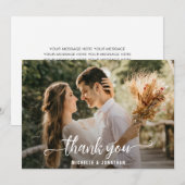 Modern Elegant Full Photo Script Wedding Bedankkaart (Voorkant / Achterkant)