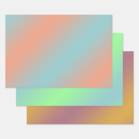 Modern Elegant Funky Ombre Pastel Pink Blue Green Inpakpapier Vel (Set)