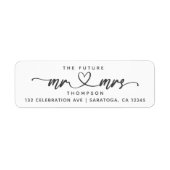 Modern Elegant Future MR en MRS Hearts Script Etiket (Voorkant)