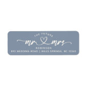 Modern Elegant Future MR en MRS Hearts Script Etiket (Voorkant)