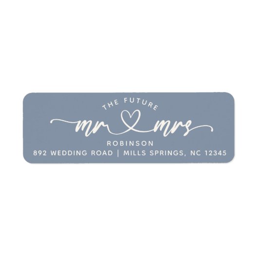 Modern Elegant Future MR en MRS Hearts Script Etiket (Voorkant)