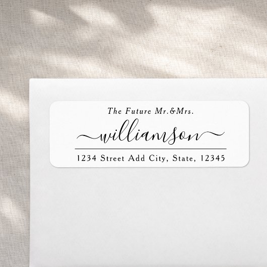 Modern Elegant Future Mr en Mrs Wedding Address Etiket