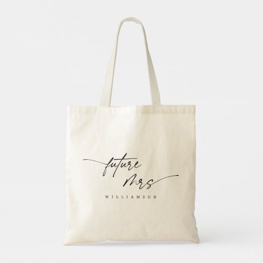 Modern Elegant Future Mrs Script Typografie Tote Bag (Achterkant)