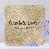 Modern Elegant Geborsteld Goud Metaal Uniek Vierka Vierkante Visitekaartje