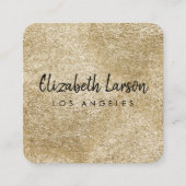 Modern Elegant Geborsteld Goud Metaal Uniek Vierka Vierkante Visitekaartje (Voorkant)