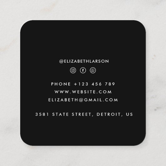 Modern Elegant Geborsteld Goud Metaal Uniek Vierka Vierkante Visitekaartje (Achterkant)