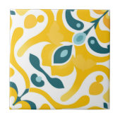 Modern Elegant Geel Blauwgroen Spaans Azulejo Patr Tegeltje (Voorkant)