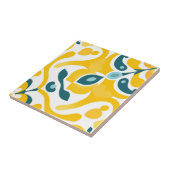 Modern Elegant Geel Blauwgroen Spaans Azulejo Patr Tegeltje (Zijkant)