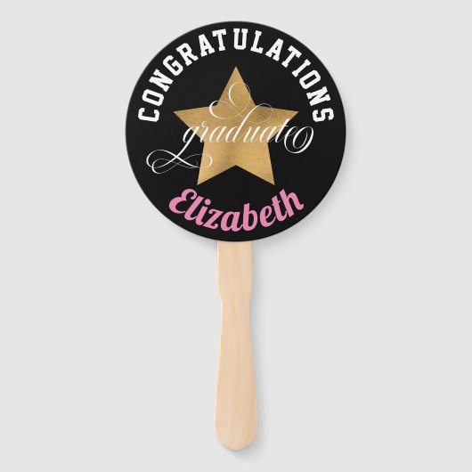 Modern Elegant Gefeliciteerd Monogram Afstuderen Handwaaier (Achterkant)