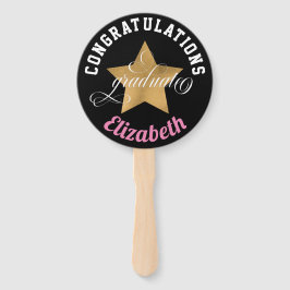 Modern Elegant Gefeliciteerd Monogram Afstuderen Handwaaier