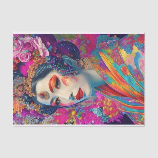 Modern Elegant Geisha Decoupage Tissue Papier (Voorkant)