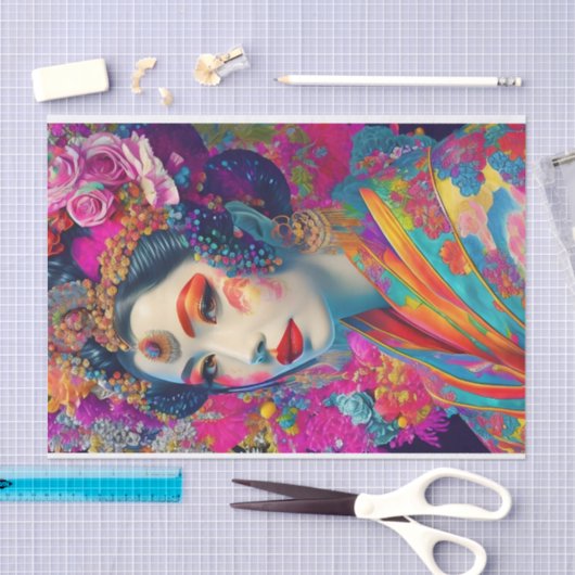 Modern Elegant Geisha Decoupage Tissue Papier (Craft)