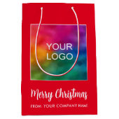 Modern Elegant Gelukkig Kerstmis Promotionele Logo Medium Cadeauzakje (Voorkant)