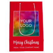 Modern Elegant Gelukkig Kerstmis Promotionele Logo Medium Cadeauzakje (Achterkant)