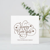 Modern elegant, gelukkig nieuwjaarsscript kaart (Staand voorkant)