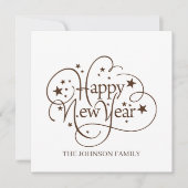 Modern elegant, gelukkig nieuwjaarsscript kaart (Voorkant)
