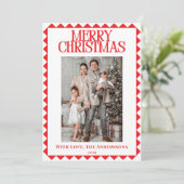 Modern Elegant Geometric Border Photo Christmas Feestdagenkaart (Staand voorkant)