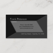 Modern elegant geometrisch patroon zwart grijs visitekaartje (Achterkant)