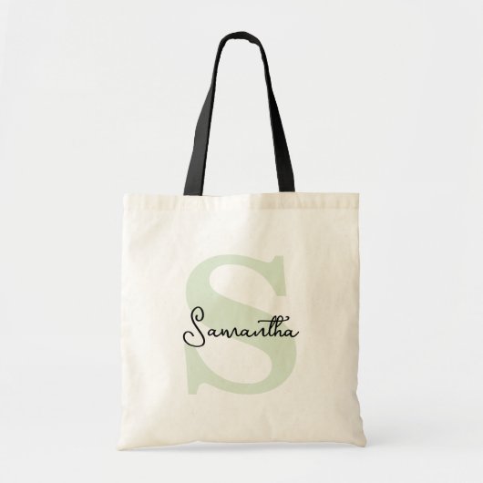 Modern Elegant Gepersonaliseerd Groen Monogram Ini Tote Bag (Voorkant)