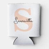 Modern Elegant Gepersonaliseerd Roze Monogram Init Blikjeskoeler (Voorkant)