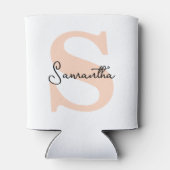 Modern Elegant Gepersonaliseerd Roze Monogram Init Blikjeskoeler (Achterkant)