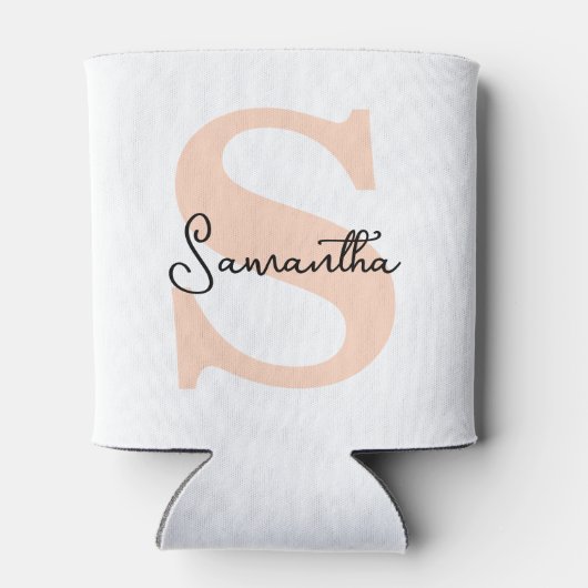 Modern Elegant Gepersonaliseerd Roze Monogram Init Blikjeskoeler (Achterkant)