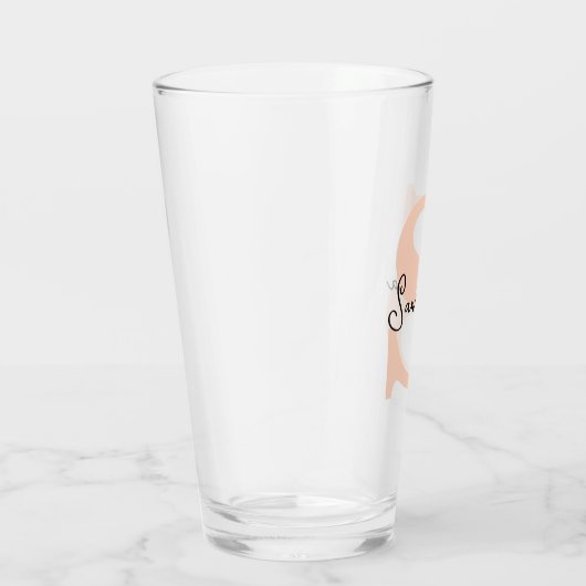 Modern Elegant Gepersonaliseerd Roze Monogram Init Glas (Rechts)