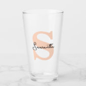 Modern Elegant Gepersonaliseerd Roze Monogram Init Glas (Voorkant)