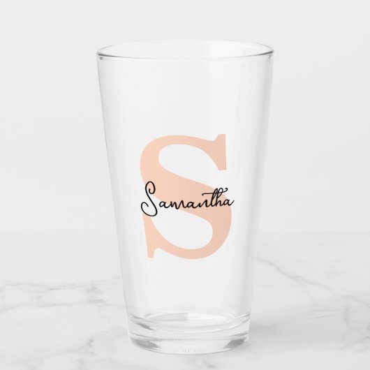 Modern Elegant Gepersonaliseerd Roze Monogram Init Glas (Voorkant)
