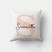Modern Elegant Gepersonaliseerd Roze Monogram Init Kussen (Achterkant)