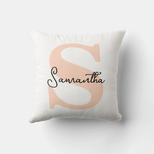Modern Elegant Gepersonaliseerd Roze Monogram Init Kussen (Achterkant)