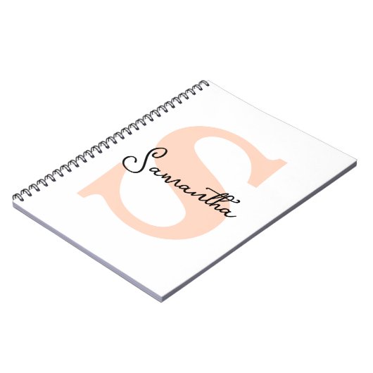 Modern Elegant Gepersonaliseerd Roze Monogram Init Notitieboek (Linkerzijde)