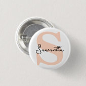 Modern Elegant Gepersonaliseerd Roze Monogram Init Ronde Button 3,2 Cm (Voorkant /achterkant)