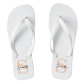 Modern Elegant Gepersonaliseerd Roze Monogram Init Teenslippers (Voetbed)